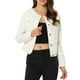 thumbnail image 1 of Chaqueta De Mezclilla Para Mujer Chaquetas De Mezclilla De Manga Larga Sin Cuello Con Botones Blanco S, 1 of 5