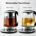 thumbnail image 3 of Electric Tea Kettle Borosilicate Glass Tea Maker With Temperature Control and Infuser - LCD Display and Preset Brewing Programs - 1.7 Liter Water Boiler, 3 of 5