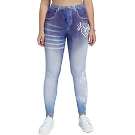 MAWCLOS Ladies Fake Jeans High Waist Oversized Faux Denim Pant