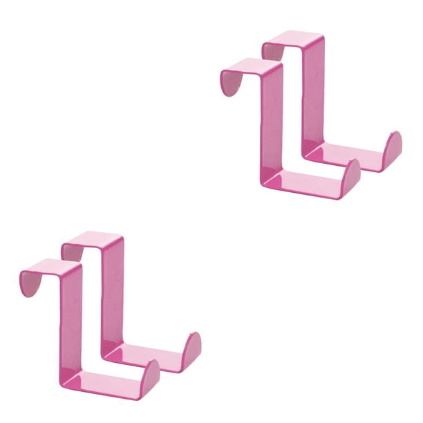 Bewildely 2pcs Over Door Hooks Multifunctional Cabinet Clasp Hanger Clothes Kitchen Punch-Free Household Rack Hangers Z-shaped rosado 2piezas Bewildely CBP001059