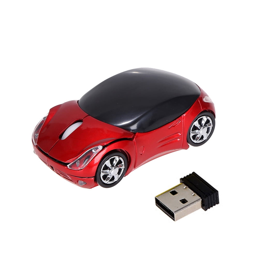 LED 3D 2.4G Car Shape Wireless Optical Mouse Mice For Laptop PC W/ USB Receiver 