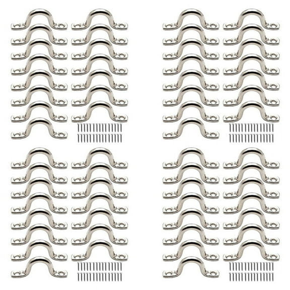 60Pcs Stainless Steel Plate Eye Plates Ceiling Hook Eye Plate Pad for Canoe, Canoe Rigging