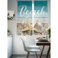thumbnail image 4 of Ocean Beach Sheer Curtains 2 Panels Set Starfish Shell Coral Green Brown Ombre Wood Grain Sheer Window Curtains Light Filtering Rod Pocket Voile Drapes for Bedroom Living Room 52"x63", 4 of 8