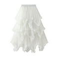 thumbnail image 3 of Elainilye Fashion Womens Fairy Skirt Asymmetrical Layered Gauze Skirt High Waisted Large Skirt Hem Gentle Skirt,White, 3 of 3