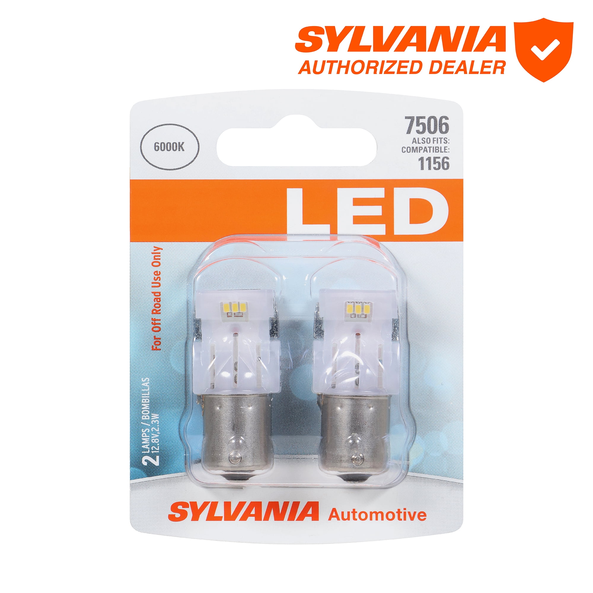 (2 pack) Sylvania 7506 WHITE SYL LED Mini Bulb, 2 Pack, Compatible with Multiple Cars