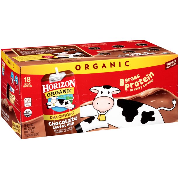 Horizon Organic Chocolate LowFat Milk Boxes, 8 fl oz, 18 Count