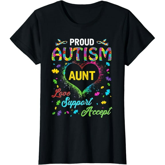 Proud Autism Aunt Love Support Accept Help Awareness T-Shirt