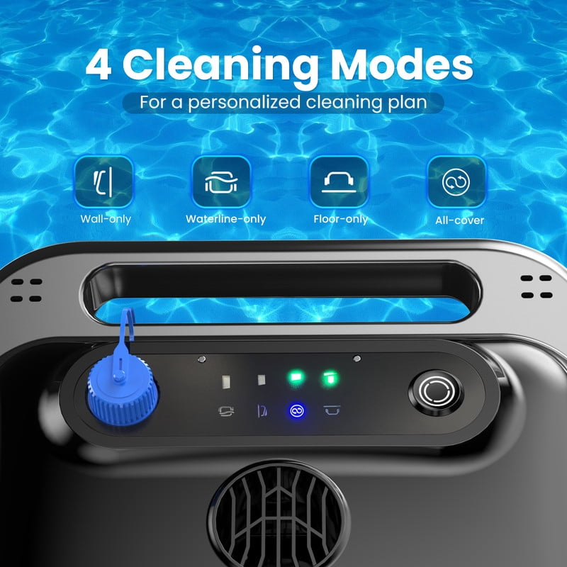 POWEART Cordless Robotic Pool Cleaner, Wall & Waterline Cleaning, 120 Min Runtime, 2152 sq.ft, 4 Modes, 4L Filter, 180μm, for Inground & Above-Ground Pools