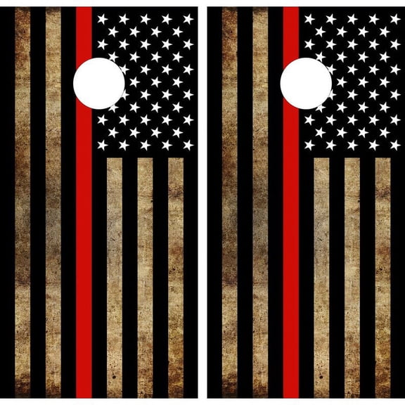 Thin Red Flag Cornhole Wraps