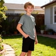 thumbnail image 2 of Eltusu Boys T-Shirts, Pullover Crew Neck Summer Casual Tee with Shorts Sleeve Gray Size 5-6 T, 2 of 8