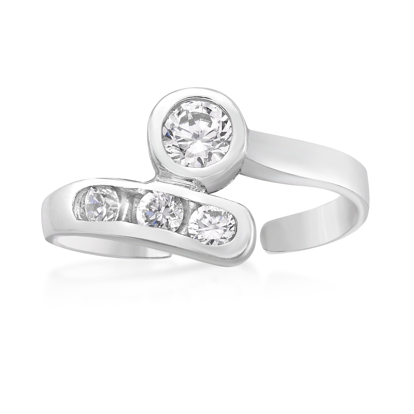 10K White Gold 3 MM Cubic Zirconia Adjustable Infinity Toe Ring