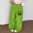 thumbnail image 2 of Women's Casual Christmas Print Elastic Waist Loose Fit With Plush Wide Leg Pants, 2 of 2