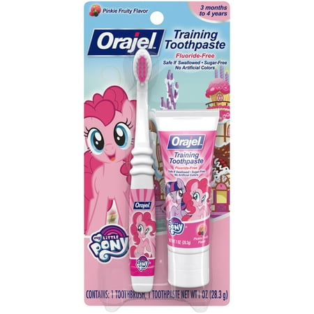 Orajel My Little Pony Fluoride-Free Training Toothpaste & Toothbrush Combo Pack, Pinky Fruity Flavor, 1.0oz: Non-Fluoride
