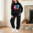 thumbnail image 2 of Kids Outfits Set 6 7 Six Seven Letter Outfits Set Comfortable Boys Graphic Print Hoodie And Jogger Outfit Two Piece Playwear For Toddler And Youth Kids Black 130(7-8 Years), 2 of 8