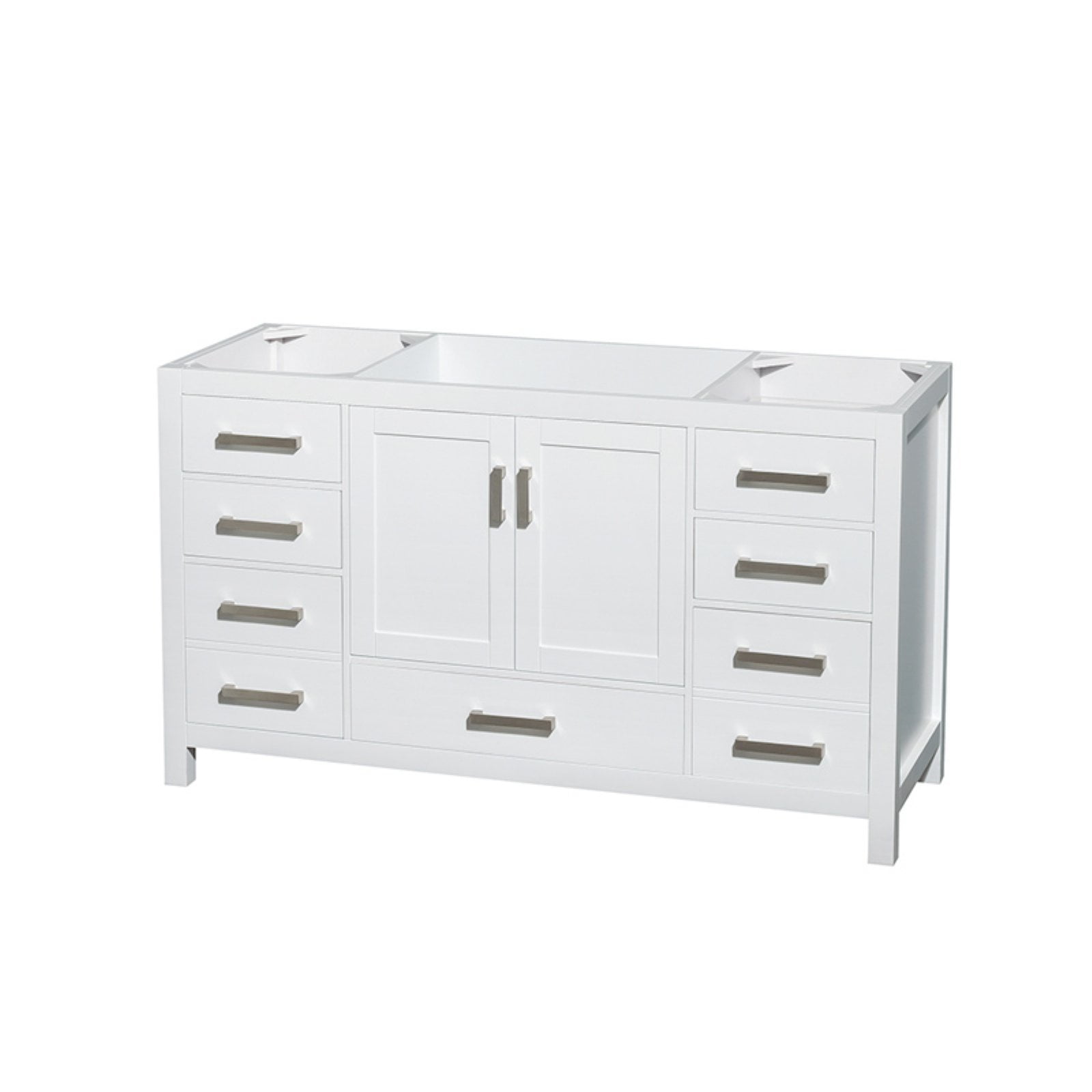 Wyndham Collection Sheffield 60 Single Bathroom Vanity In White No Countertop Sink And 58 Mirror
