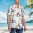thumbnail image 5 of Xecao Rabbit And Butterfly print Hawaiian shirt - a stylish short-sleeve button-down for men, perfect for casual beach and tropical outings., 5 of 9