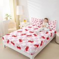 thumbnail image 4 of Homewish Cute Cartoon Bowtie Queen Sheet Sets,Sweet Berry Flat Sheet,Pink Classic Checkered Queen Fitted Sheet For Girls Kids,Ultra Soft Home Decor,4pcs, 4 of 7