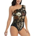 thumbnail image 3 of Sikiie Vintage Floral Vase A Print Women One Piece Swimsuits Tummy Control One Shoulder Bathing Suits Ruffle Swimwear, From S to XXL-X-Large, 3 of 6