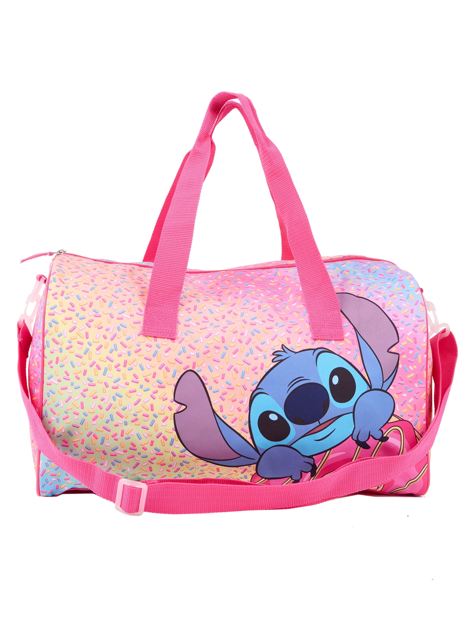 Disney Lilo & Stitch 7-Piece Kids Luggage Set, 14” Softside Rolling Suitcase with Backpack & Travel Accessories, Pink