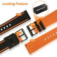 thumbnail image 4 of Correas de reloj de silicona Uxcell de 22 mm de ancho, correas de reloj de goma suaves con hebilla negra mate para hombres y mujeres, negro y naranja, 4 of 6
