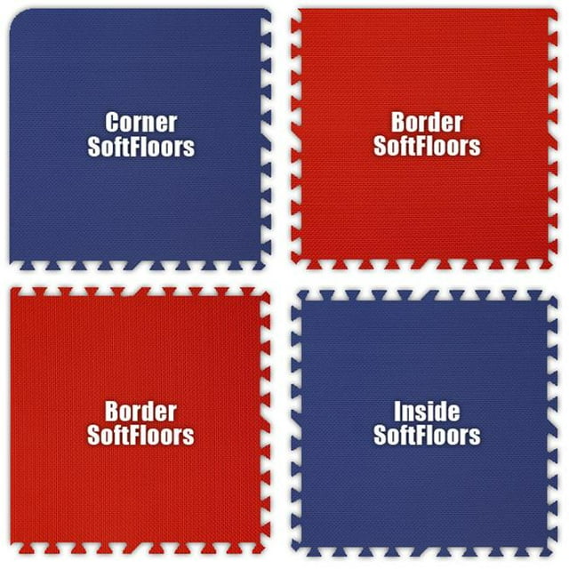 Alessco SFRBRD0406 SoftFloors - Damier Royal Bleu & Rouge -4 x 6 Set