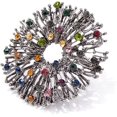 thumbnail image 2 of Broche de acero con motivos florales, múltiples strass, multicolor, metal, 5cm, 2 of 5
