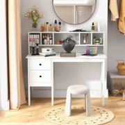 Topbuy Computer Desk Studying Writing Desk Workstation w/Storage Shelf & Drawers for Home Office
