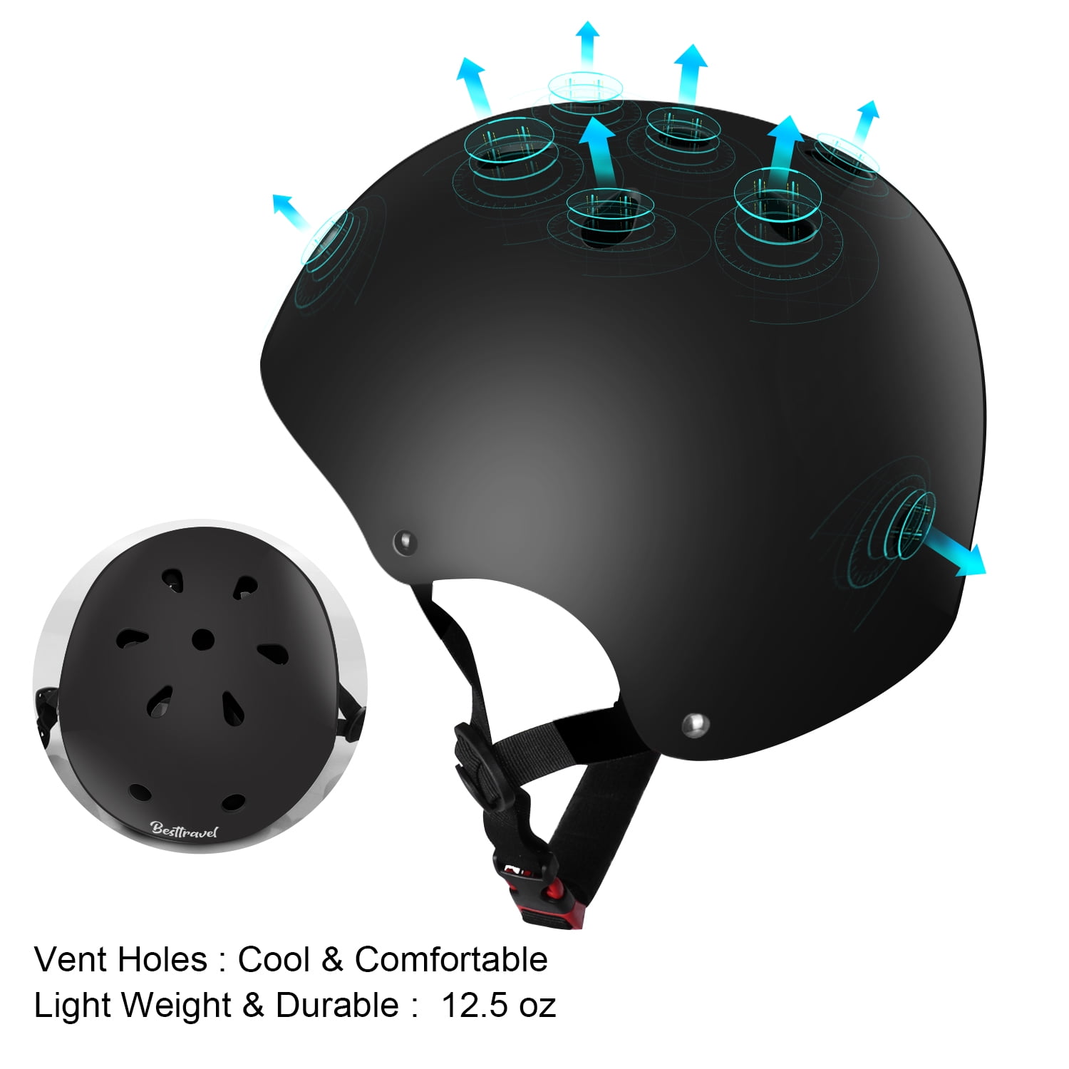 Kids Bike Helmet & Protective Gear Set for Toddlers Age 3-8, Adjustable for Cycling & Skateboarding - Black