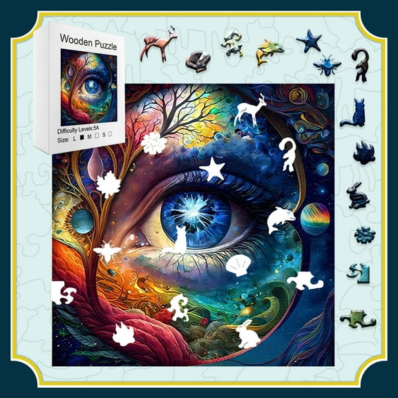 【Nature-Themed Challenge】Adult Wooden Puzzle | Eye of Nature Jigsaw | Unique Animal-Shaped Woodcut Design | Christmas & Thanksgiving Gifts for Friends & Family