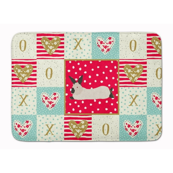 Carolines Treasures CK5394RUG California White Rabbit Love Machine Washable Memory Foam Mat Red 19 X 27" multicolor