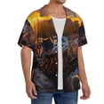 thumbnail image 2 of Wukai Lizard With Sunglasses Sunset Men's Casual Short-Sleeve Button Down Shirt,Cuban Shirts for Men,Mens Short Sleeve Dress Shirts-Large, 2 of 5