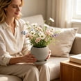 thumbnail image 4 of Khaki Matte Ceramic Flowerpot, Round Short Shape for Dining Table Windowsill Pothos Snake Plant, Includes Drip Tray Mess Free, 4 of 6