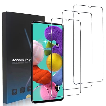 ZYQEEE HD Screen Protector Compatible for Samsung Galaxy A51 5G 6.5", Anti-Scratch Tempered Glass Film, Case Friendly, Easy Install Bubble-Free, 3 Pack