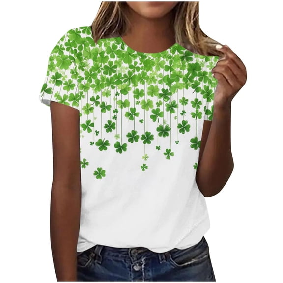 Fewfanhot Tops for Women Trendy St Patricks Day Shirt Women Funny Saint Patricks Day Shirts Cute Shamrock Tshirt Graphic Tee Tops