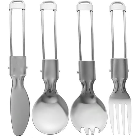 

1 Set Stainless Steel Folding Utensil with Storage Bag Folding Fork Spoon Cutter