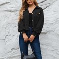 thumbnail image 1 of Women Fall Winter Long Sleeve Jacket Female Turn Down Collar Shirt Jacket Button Down Loose Jacket With Pockets, 1 of 8