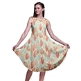thumbnail image 1 of Bimba Robe d'Été Sans Manches à Col Rond pour Femmes, Jaune, Imprimé Corail Océan, Tenue Décontractée - Moyen, 1 of 6