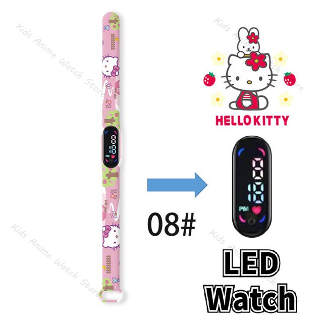 Reloj de Hello Kitty para niños, figuras de acción de personajes de dibujos animados, LED, reloj deportivo impermeable, pulsera, lindo reloj para niños, regalo de cumpleaños