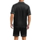 thumbnail image 3 of INSPIRAR CHIC Pijama de Satén para Hombre, Conjunto de Pijamas de Verano de 2 Piezas, Camiseta de Manga Corta y Pantalones Cortos, Color Negro, 3 of 6