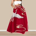thumbnail image 3 of YUEJUIR Skirts For Women Trendy Summer Women Floral Print Skirt High Waist Party Beach Pocket Long Maxi Skirt Long Skirts Summer Skirt (Red,XXL), 3 of 4