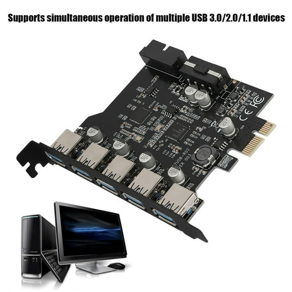 19Pin PCI E A 5 Puertos USB 3.0 19 pin PCI PCI Expression Card Hub Tarjetas Convertidor Adaptador de conector de Tarjeta Con Cd de Controlador para XP Vista y 7 etc.