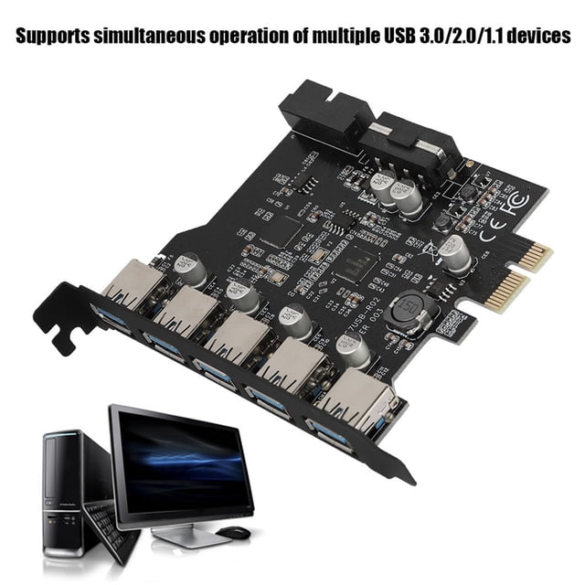 19Pin PCI E A 5 Puertos USB 3.0 19 pin PCI PCI Expression Card Hub Tarjetas Convertidor Adaptador de conector de Tarjeta Con Cd de Controlador para XP Vista y 7 etc.
