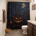 thumbnail image 3 of Halloween Shower Curtain - Water Repellent Fabric Shower Curtains Washable, Spooky Pumpkin Black Cat Ghost Moonligh Decorative Polyester Cloth Bathroom Curtains Modern Bath Decor 36"x72", 3 of 8