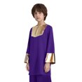 thumbnail image 2 of Hansber Kids Boys Praise Dance Top Long Sleeve Metallic Back Zipper Choir Church Worship Dance Stage Performance Tunic Top Purple 16, 2 of 6