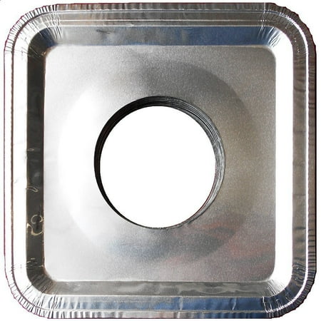 Disposable Drip Pans Top Grade Aluminum Foil Square Stove Burner Covers - Universal Size Disposable Bib Liners for Gas Burner (Pack of 16), Square Gas Stove Burner Covers 8.5
