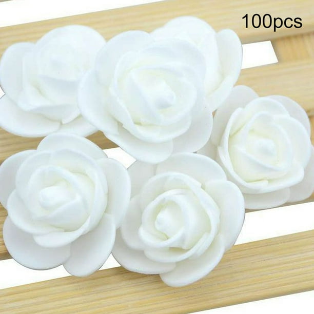 Flores falsas de 3,5 cm, decoraciones de bricolaje, flores de imitación para fiesta de boda (blanco)