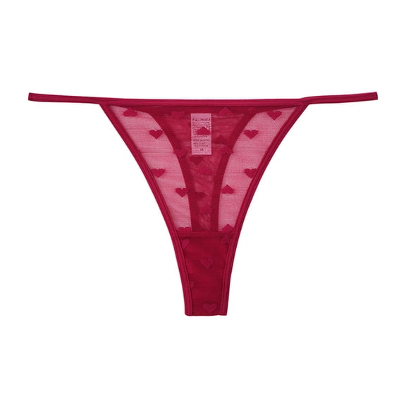 WULMLEO Women Sheer Mesh Thong Lace Hollow Low Rise Lightweight Fit Slim Silhouette Intimate Lingerie Red XL