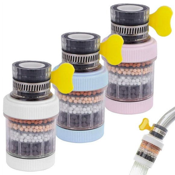 Lot de 3 Filtres à Eau pour Robinet, Filtre à Eau pour Robinet Économique en Eau, Filtre à Eau pour Nettoyer sous l'Évier, Filtre Purificateur à Interface Universelle pour Cuisine, Salle de Bain, Maison (Filtration à 6 Couches)