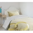 thumbnail image 4 of Ambesonne Wedding Quilted Bedspread Set 2 Pcs, Rings Floral Romantic, Twin Size, Yellow Sepia Coconut, 4 of 6