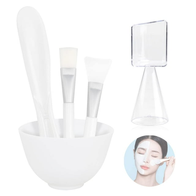 FERCAISH 5 piezas Diy mascarilla facial tazón para mezclar tazón de barro facial de silicona para microondas herramienta de belleza cosmética para salón en casa (blanco)